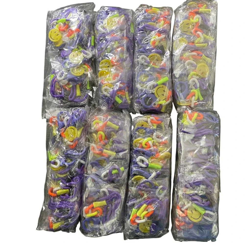 Lot of 80 Purple Smiley Mask Lanyard Eyeglass Chain Neon Cord Festival Kidcore‎